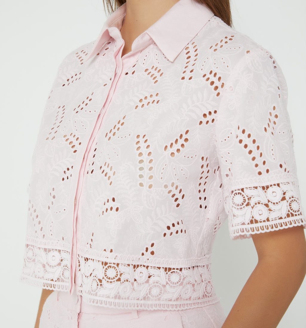 Blusa Manga Corta Encajes