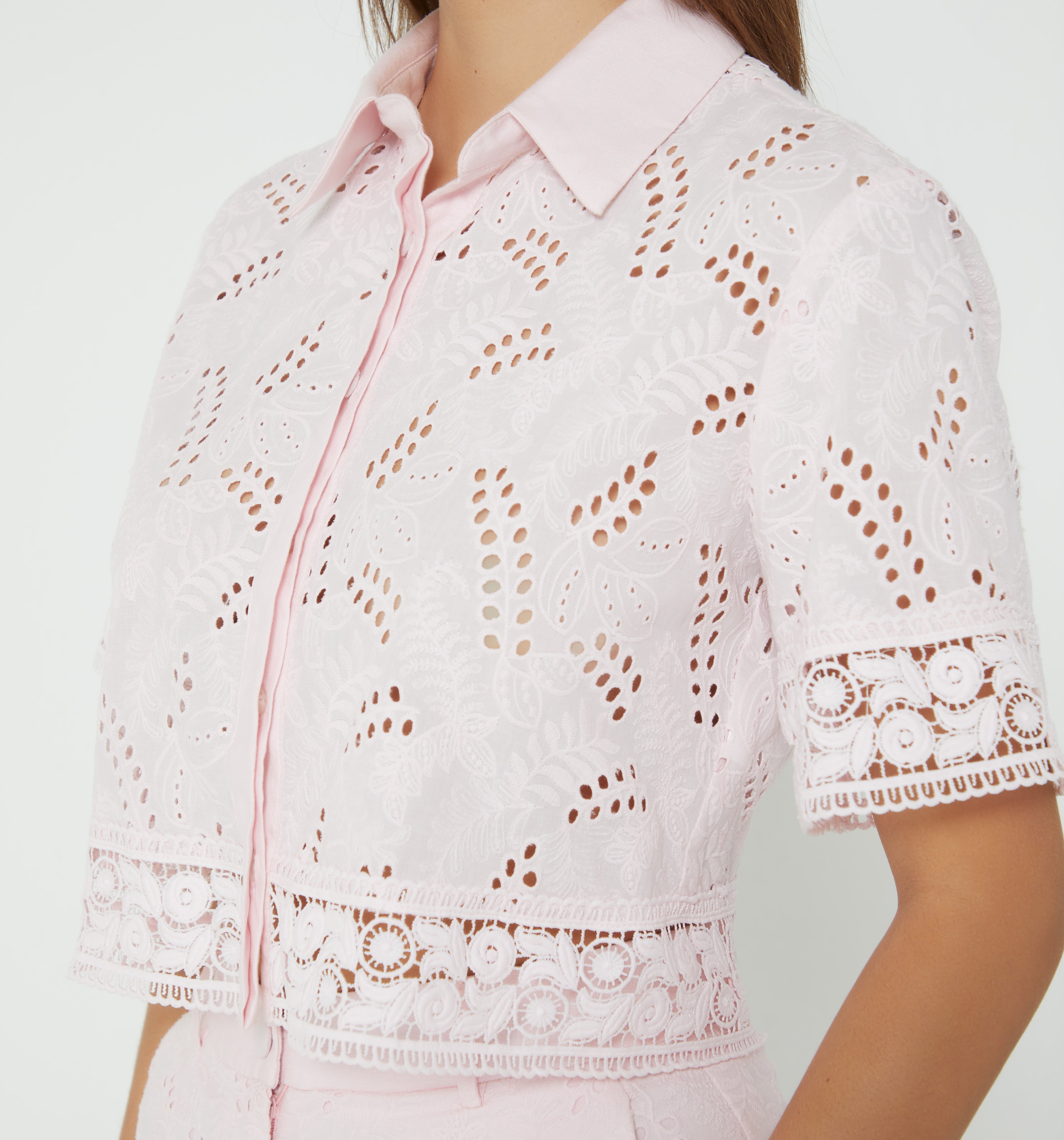 Blusa Manga Corta Encajes