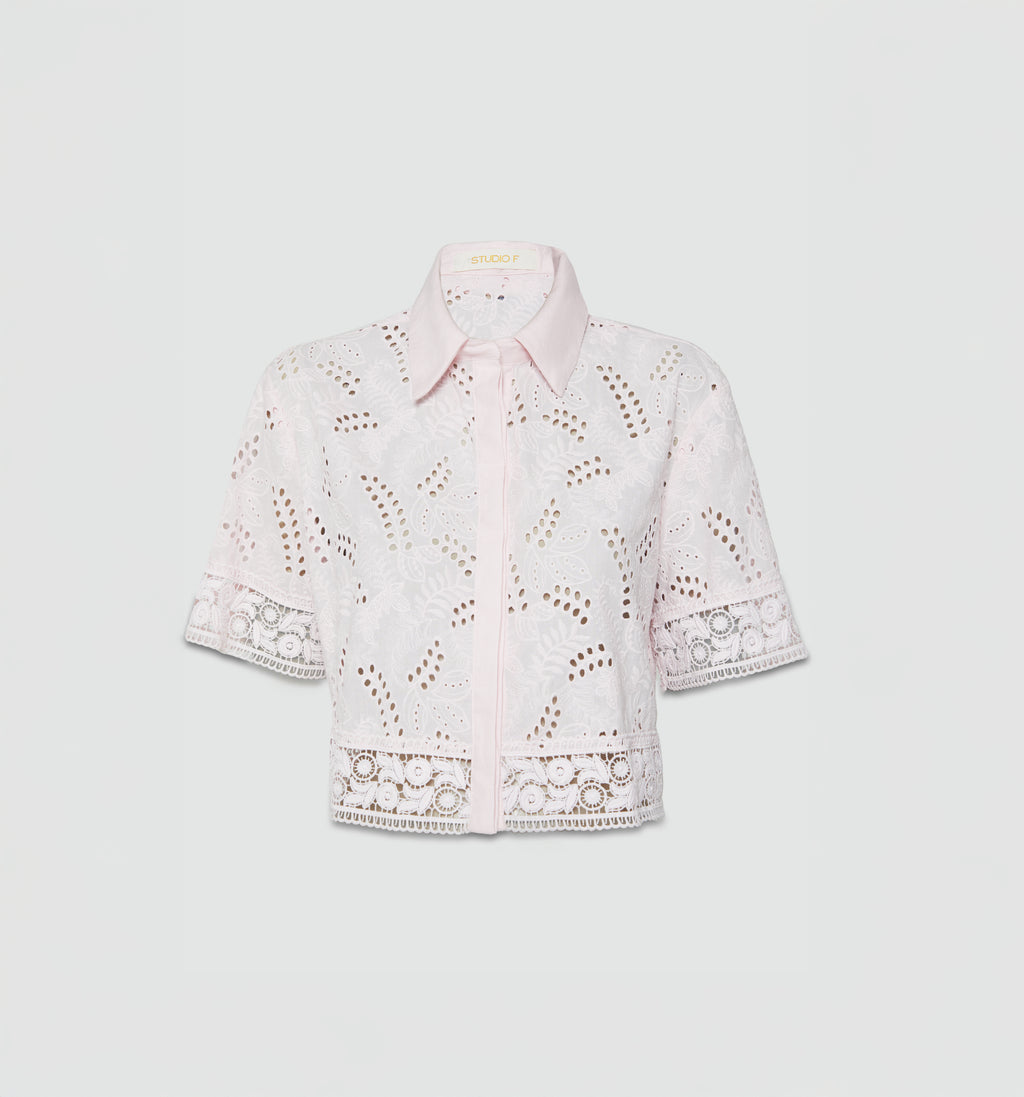 Blusa Manga Corta Encajes