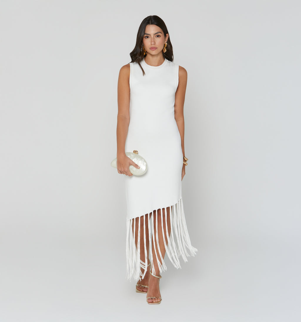 Vestido Corto Asimétrico Flecos